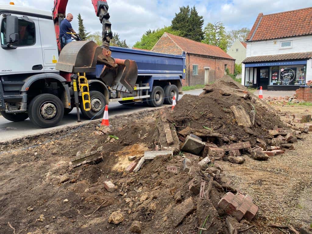 This is a photo of a dig out being carried out for the installation of a new tarmac driveway. Works being carried out by Daventry Driveways